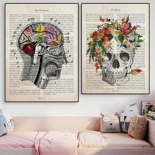 Anatomy Heart Floral Art Print