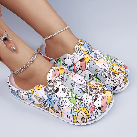 Women's Printed Nurse Mule Clogs Anti-Slip