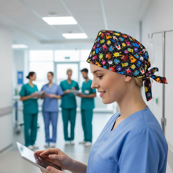 Skull Pattern Cotton Scrub Cap